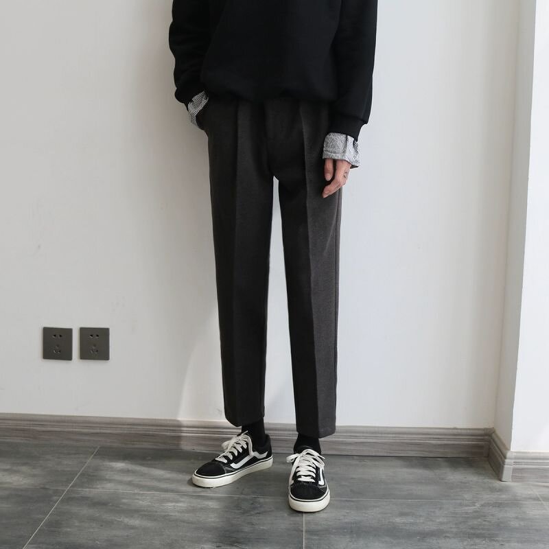 Men's Pants Supplier - Business Casual Sagging Straight Suit Cropped