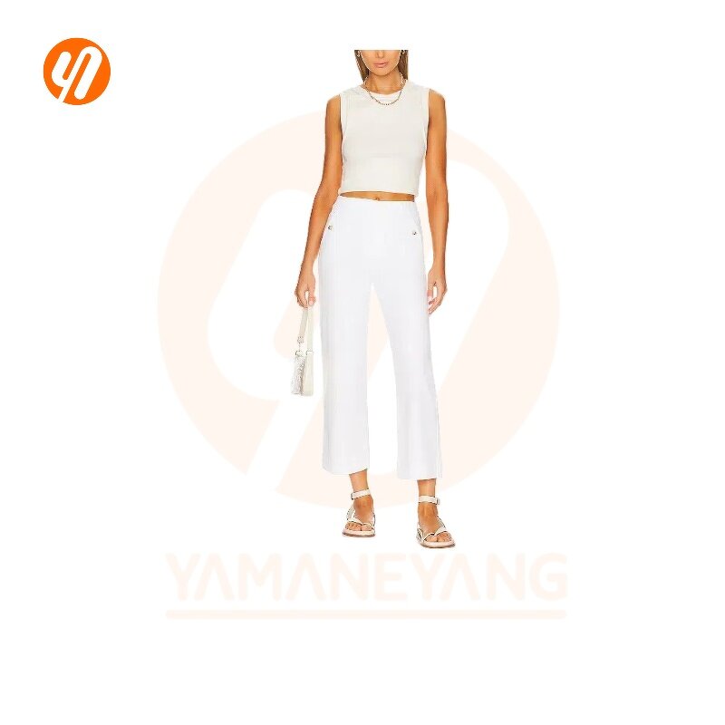 Women's Jeans Factory - OEM High Rise White Denim Baggy Wide Leg