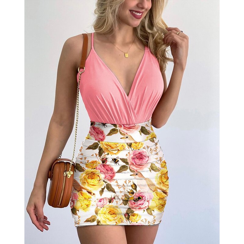 Women's Set Supplier - New Trendy Summer Outfits Flower Printed Skirt