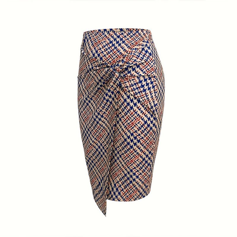 Print Skirt Supplier - Autumn High Waist Allover Print Twist Bodycon