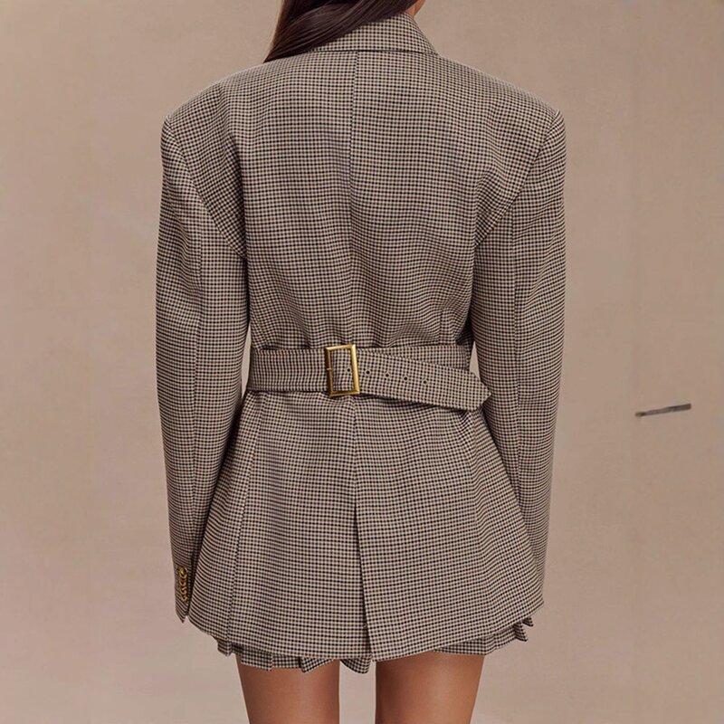 Women's Suit Supplier - 2025 Spring Slim Fit Elegant Plaid Long Sleeve