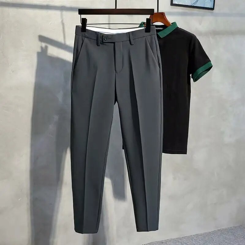 Men's Trousers Factory - Summer British Straight Slim Fit Casual Suit