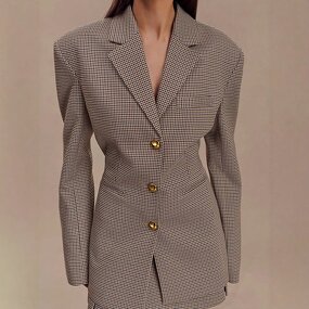 Women's Suit Supplier - 2025 Spring Slim Fit Elegant Plaid Long Sleeve