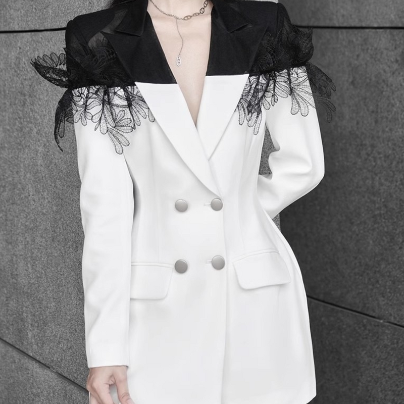 Blazer Factory - Spring Solid Lace 3D Design Slim Fit Women