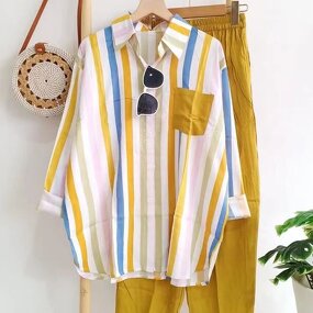 Striped Shirts Factory - Summer New Fashion Loose Slimming Comfortable