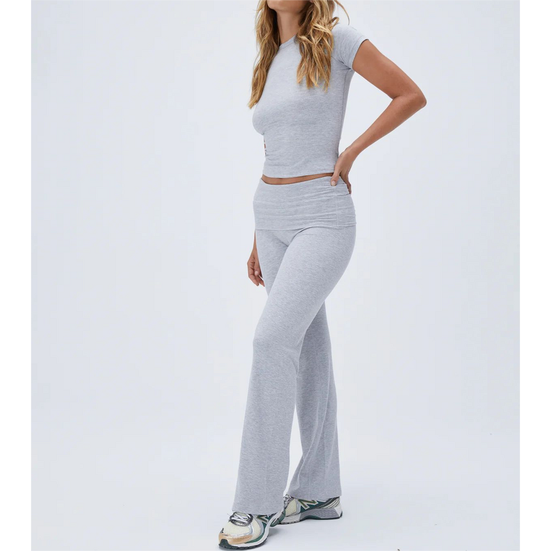 Sweatpants Set Supplier - Fall New Arrivals Short Sleeve Pullover Flare