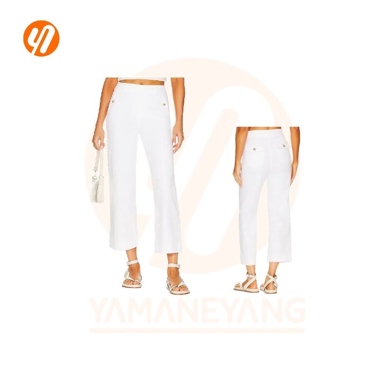 Women's Jeans Factory - OEM High Rise White Denim Baggy Wide Leg