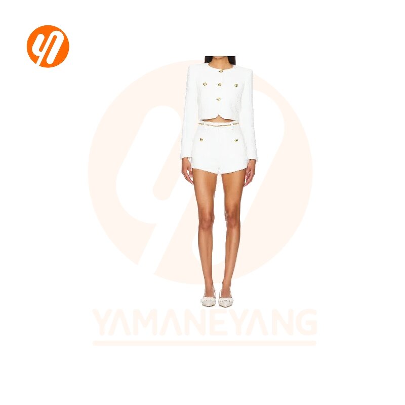 Women's Set Factory - Two-Piece Fashion Sets Button Decoration Top