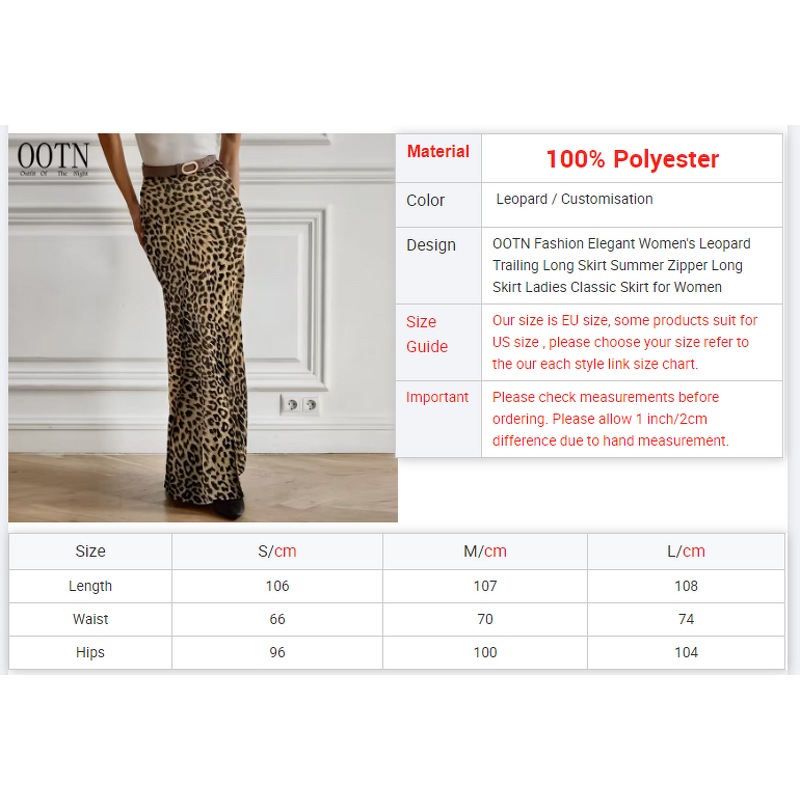 Long Skirt Supplier - OOTN Fashion Elegant Leopard Trailing Summer Zipper