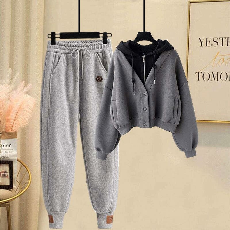 Jogging Set Supplier - Custom Women's Stacked Hoodie Sportswear Fleece