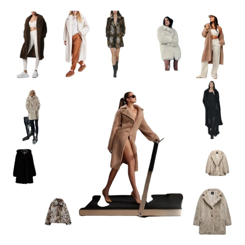 Fur Coat Factory - Women's Faux Long Brown V-neck Winter Warm Luxury