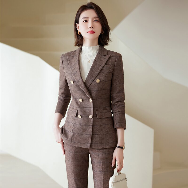Pantsuit Supplier - Plaid Fashion Two-piece Formal Workplace Office
