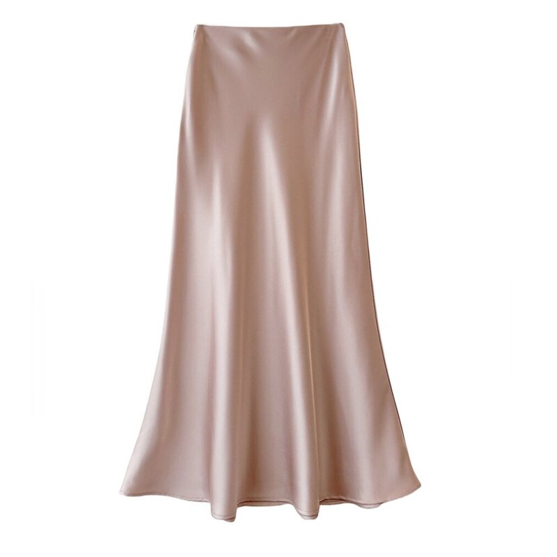 Women's Skirt Set Factory - Satin Long Smooth High Waist Two Piece Pencil