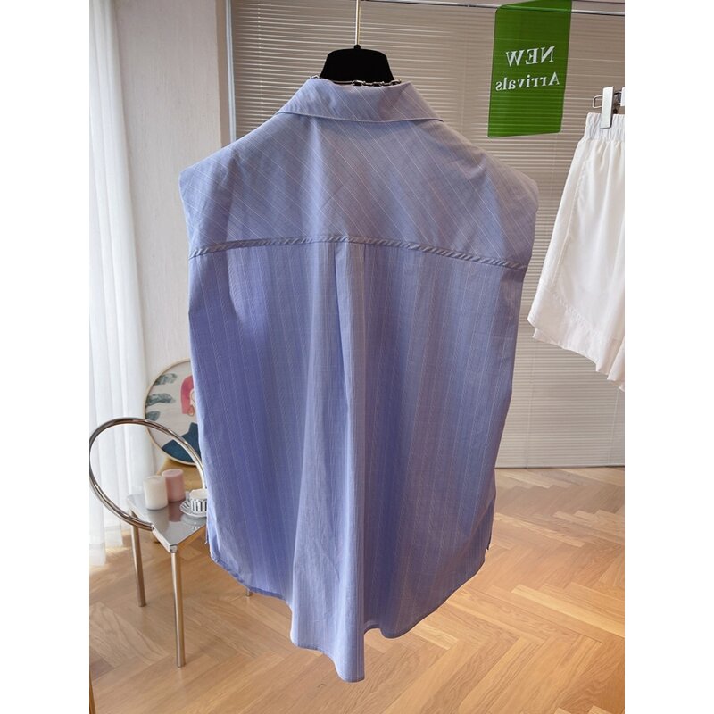 Women's Shirt Factory - Summer New Fashionable Striped Sleeveless