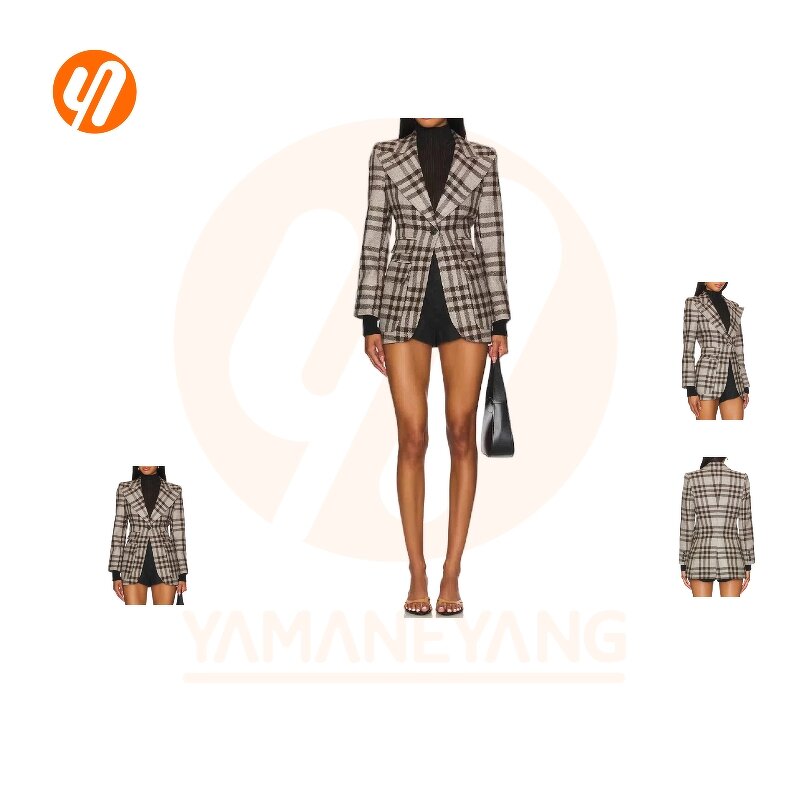 Blazer Factory - Vintage Female V-Neck Long Sleeve Button Coats
