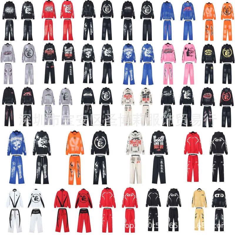 Hoodie Set Factory - Custom Crop Puff Print Chinese Line Cut and Sew