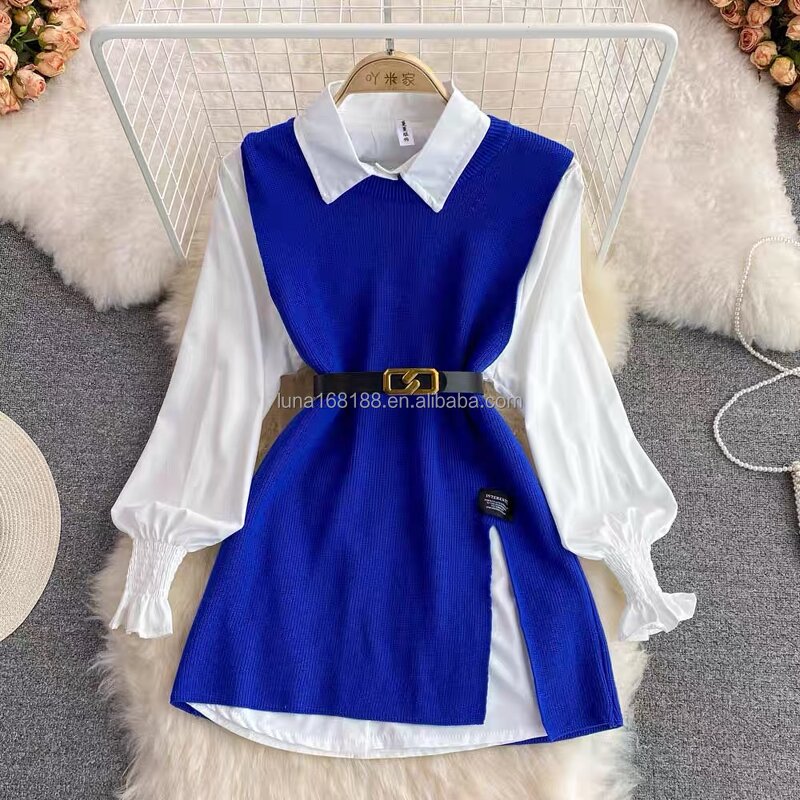 Shirt Set Factory - New Autumn Winter Women's Loose Long-sleeved Top Vest