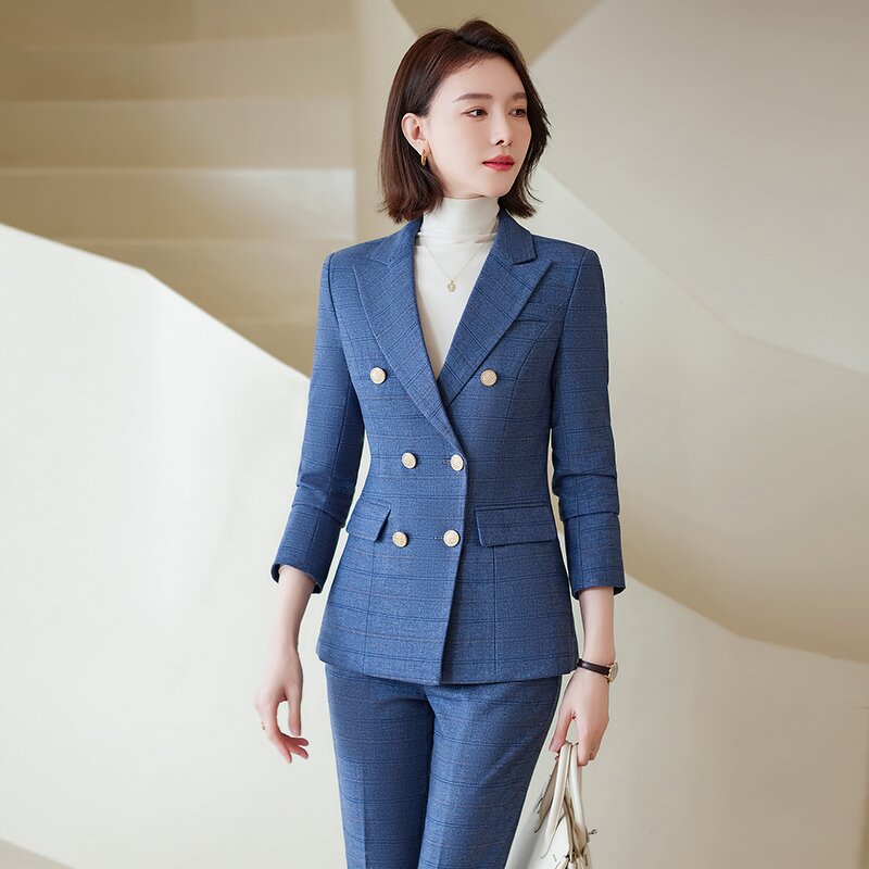 Pantsuit Supplier - Plaid Fashion Two-piece Formal Workplace Office