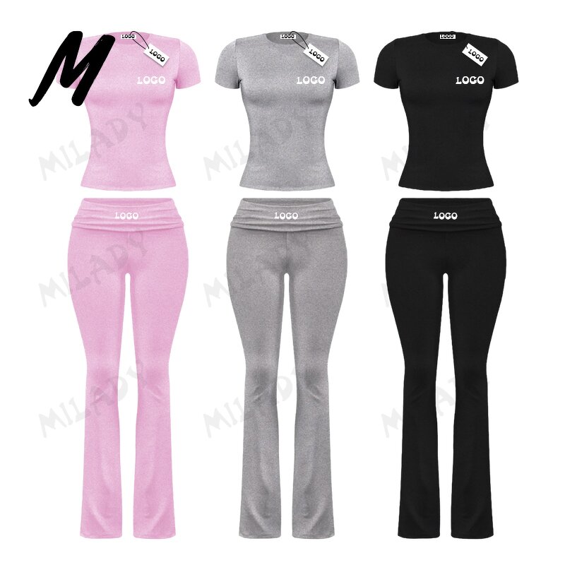 Loungewear Set Supplier - OEM Two Piece Set Wide Long Leggings Flared