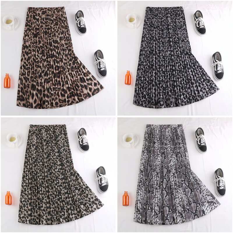 Pleated Skirt Factory - Lady Summer Casual Maxi 2024 New Leopard Print