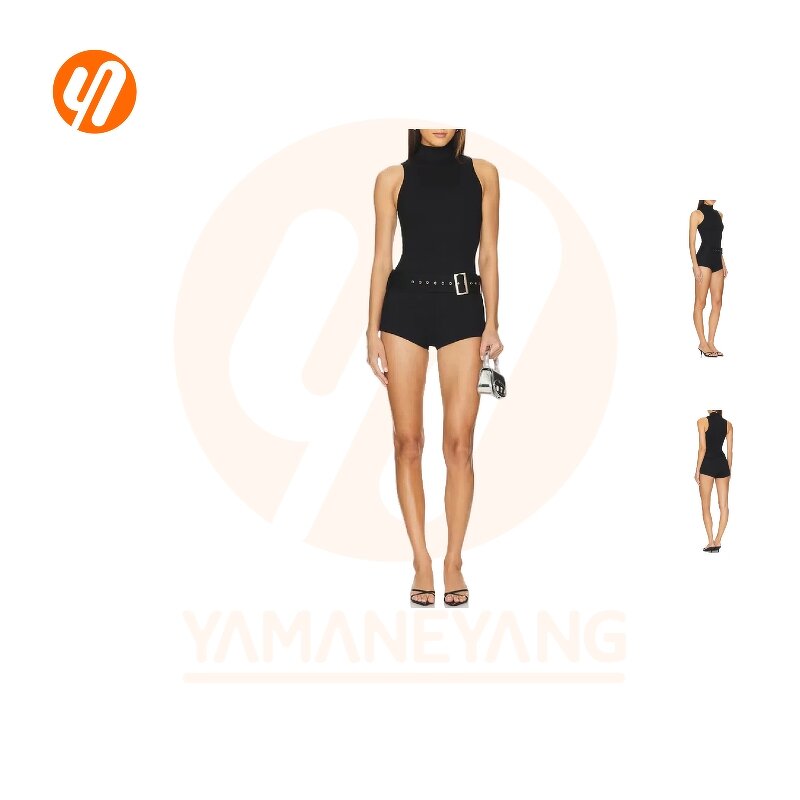 Romper Factory - Summer Sexy Halter Solid Pattern Sport Casual