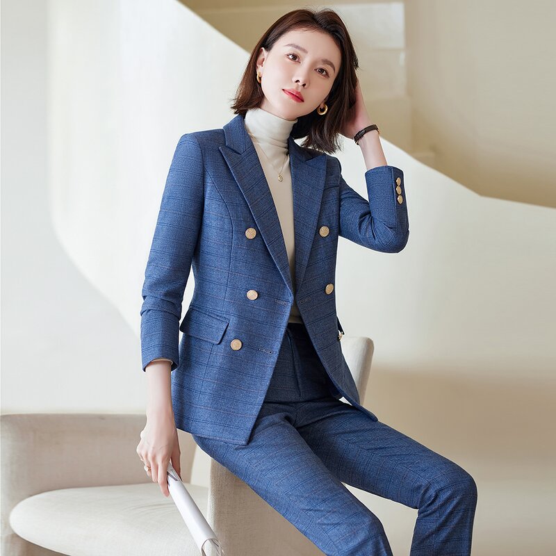 Pantsuit Supplier - Plaid Fashion Two-piece Formal Workplace Office