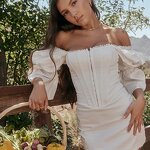 Short midi or 3/4 full sleeve dress