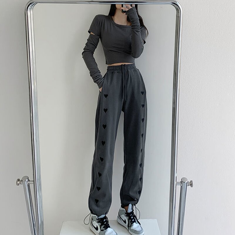 Casual Pants Supplier - Custom Oem Embroidered Love Sport Drawstring Waist