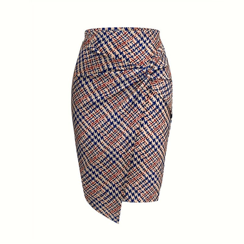 Print Skirt Supplier - Autumn High Waist Allover Print Twist Bodycon