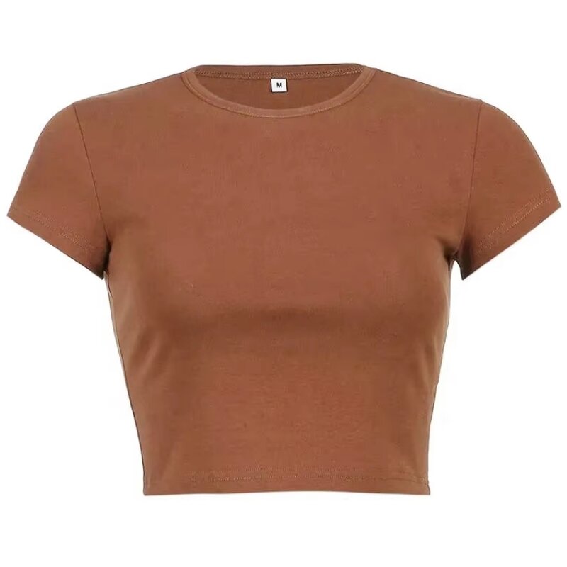 Crop Top Supplier - Custom 100% Cotton Plus Size Blank Puff Rhinestone