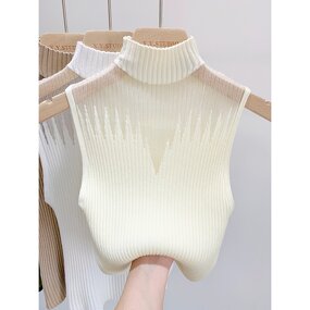 Knitted Vest Supplier - Women's Inner Base Shirt Half-High Neck Sleeveless