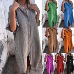 Shirt Dress Supplier - Button Shirt Half Sleeve Casual Fall Sexy Full