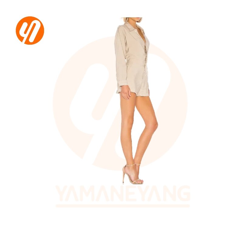 Bodycon Dress Supplier - Turn Down Collar Lace up Mini Dress