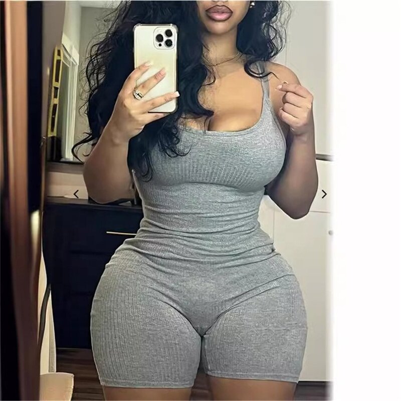 Romper Supplier - ZHEZHE Cami Rib Knit Sleeveless Spaghetti Strap