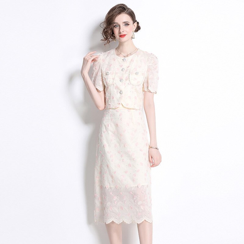 Print Dress Factory - Fashion Round Neck Long White Cotton Autumn Long