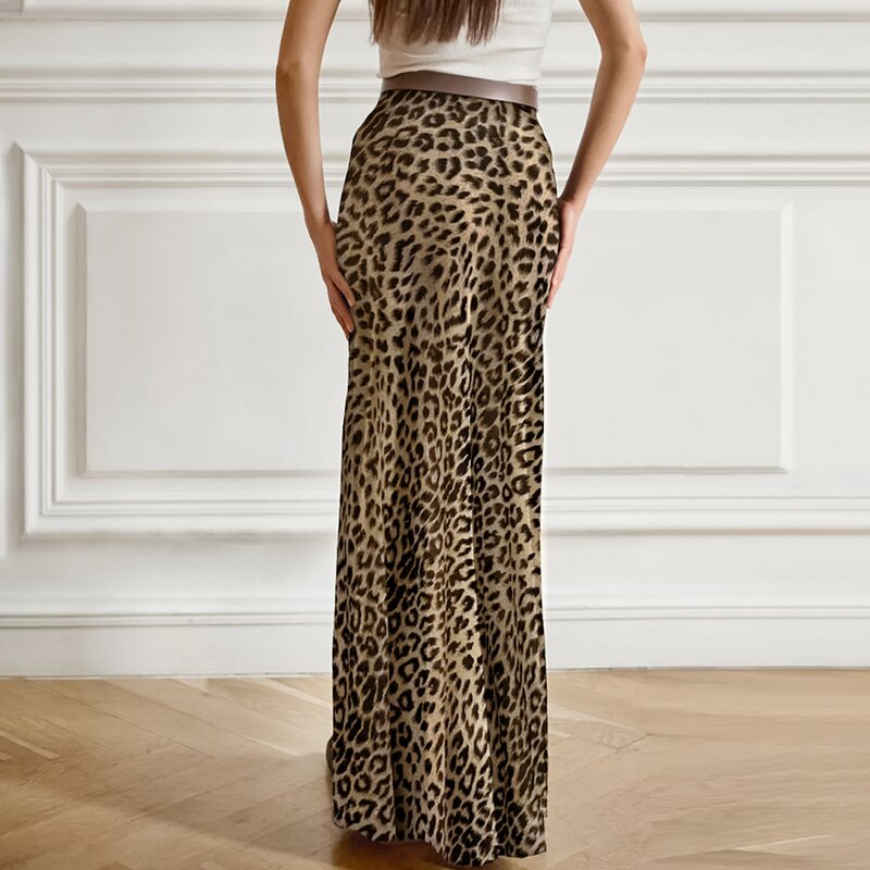 Long Skirt Supplier - OOTN Fashion Elegant Leopard Trailing Summer Zipper