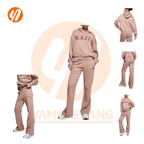 Hoodie Set Factory - Custom Y2K Puff Print Two-Piece Sweat Pocket Crop