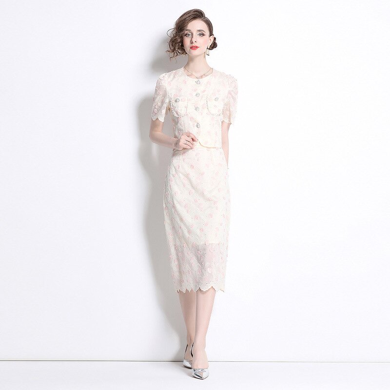 Print Dress Factory - Fashion Round Neck Long White Cotton Autumn Long