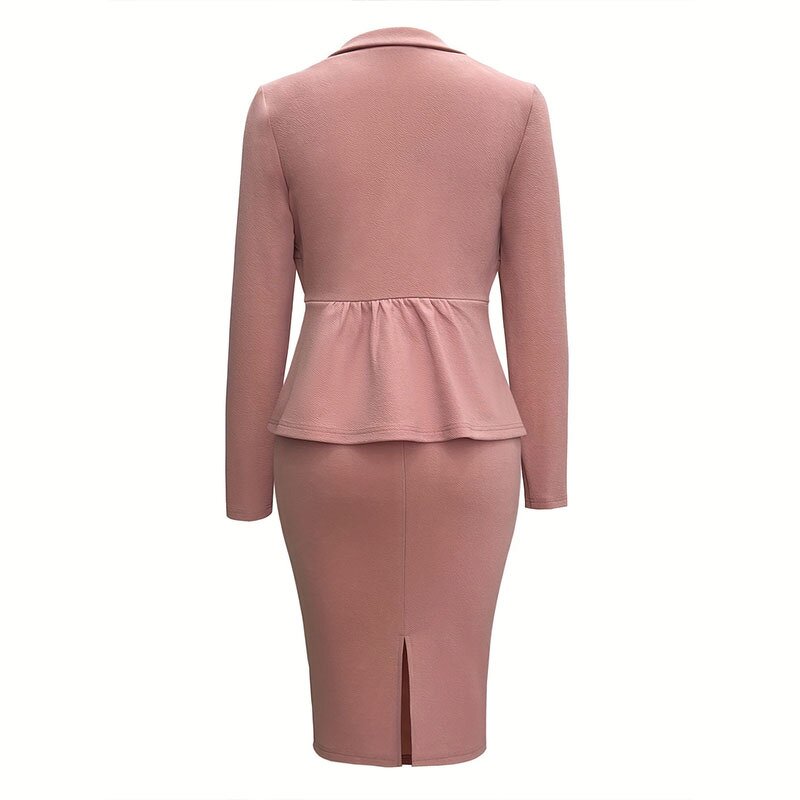 Women's Suit Set Supplier - 2 Pcs Lapel Single-breasted Blazer Skirt
