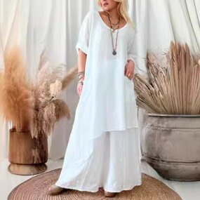 Linen Dress Supplier - Round Neck Loose Bohemia Long Casual Cotton Summer