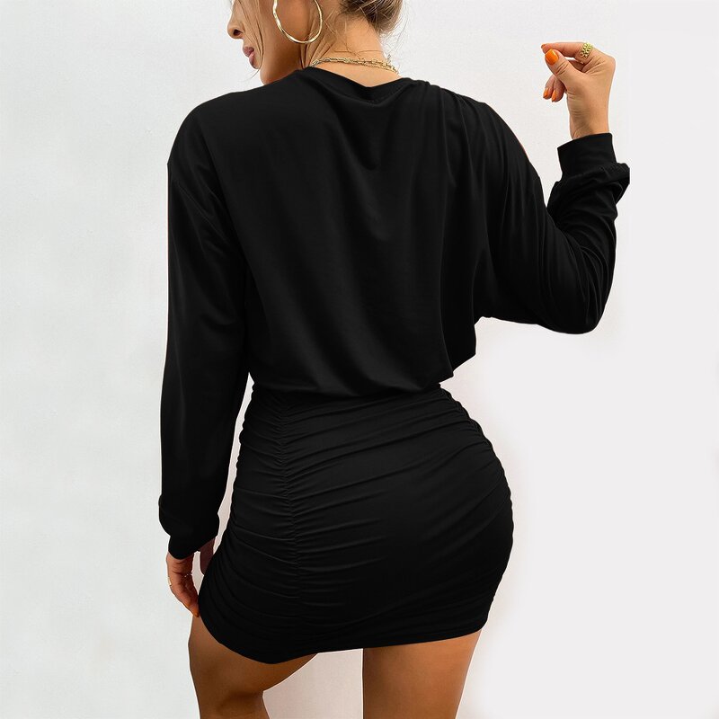 Knit Dress Supplier - Short Sexy Elegant Skirt Long Sleeve Pullover Casual