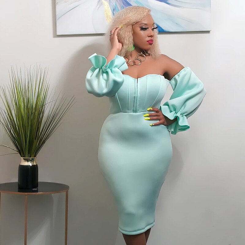 Evening Dress Supplier - Stretch Vintage Floral Puff Elegant Plus Size