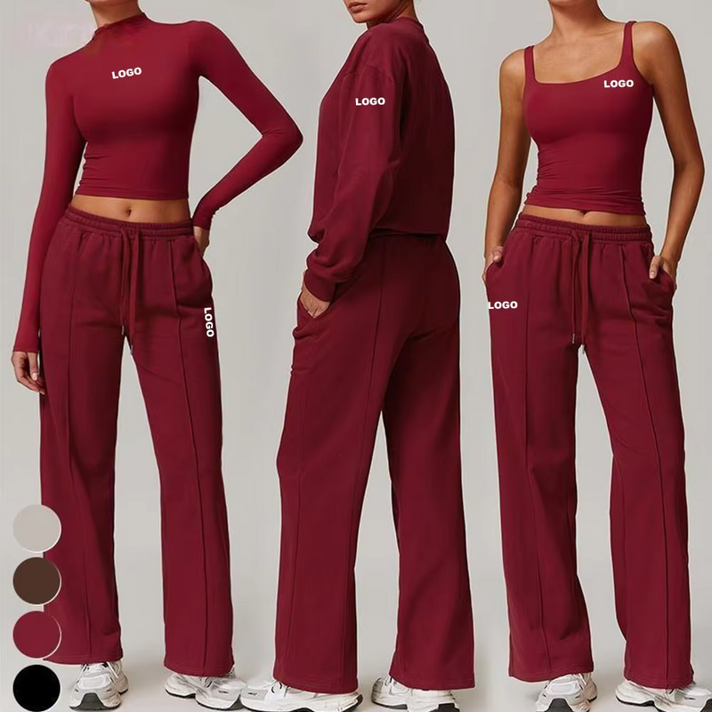 Yoga Suit Set Factory - OEM New Women's Sports Fitness 4pcs Vest Pants