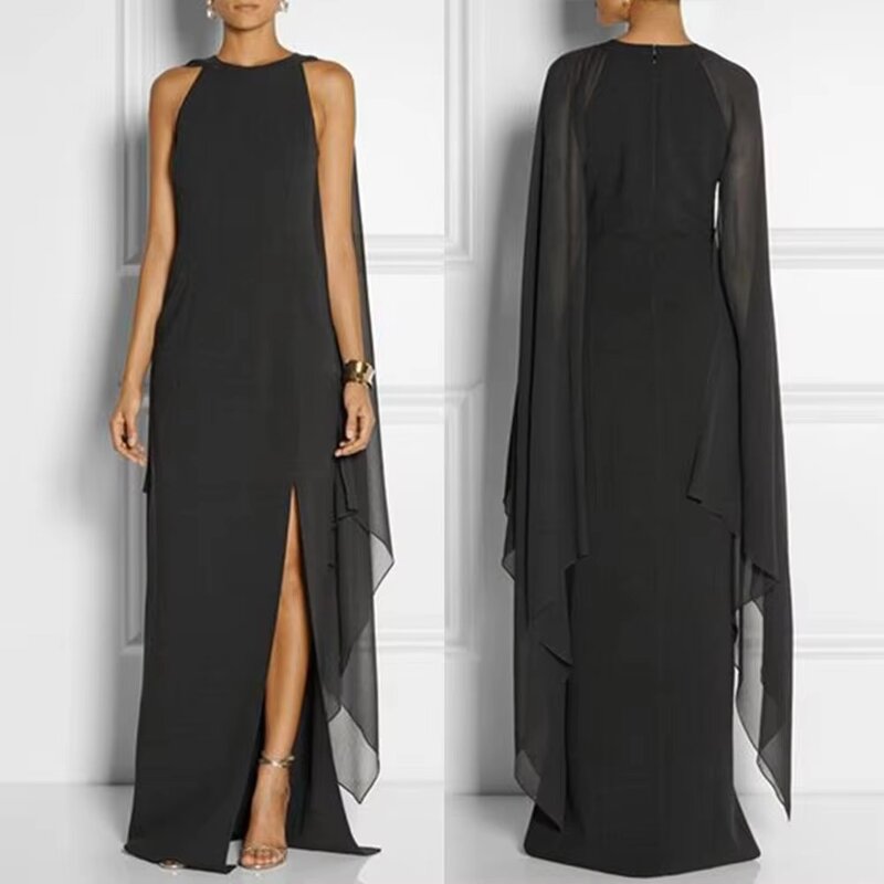 Sexy Dress Factory - Halterneck a Shape Sleeveless Maxi Long Casual Modest