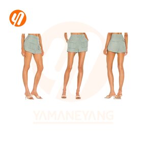 Shorts Factory - Hot High Street Thick Pants Green Pocket Button