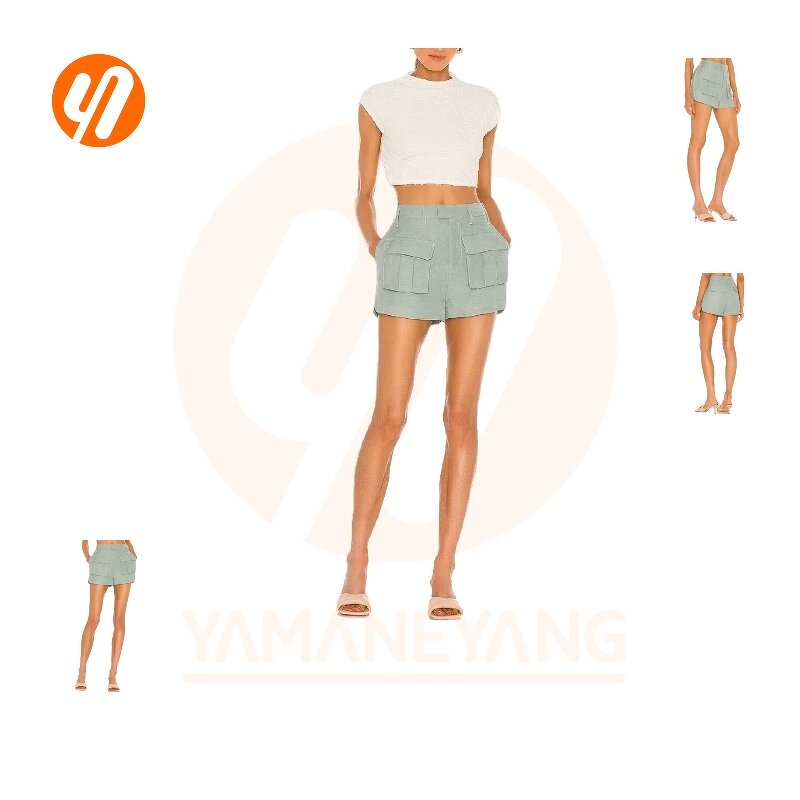 Shorts Factory - Hot High Street Thick Pants Green Pocket Button