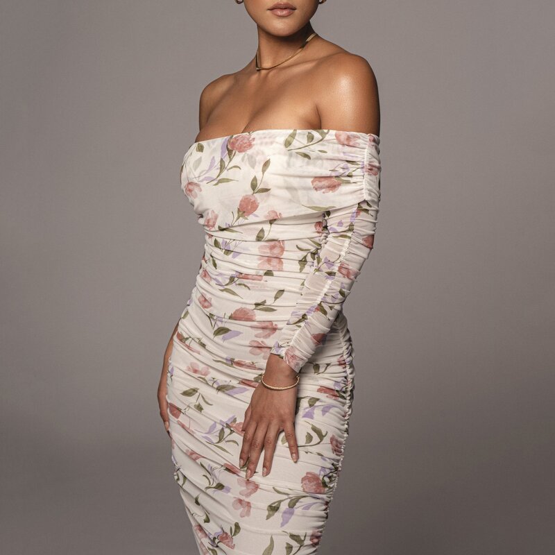 Bandage Maxi Dress Factory - Floral Print Loose Casual Winter Formal Double