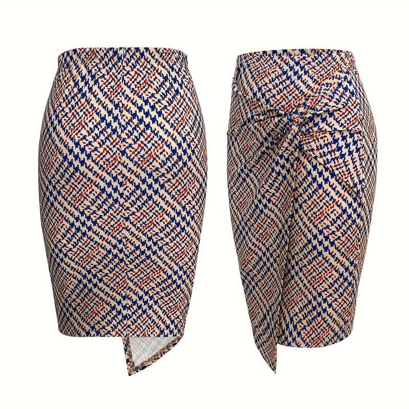 Print Skirt Supplier - Autumn High Waist Allover Print Twist Bodycon