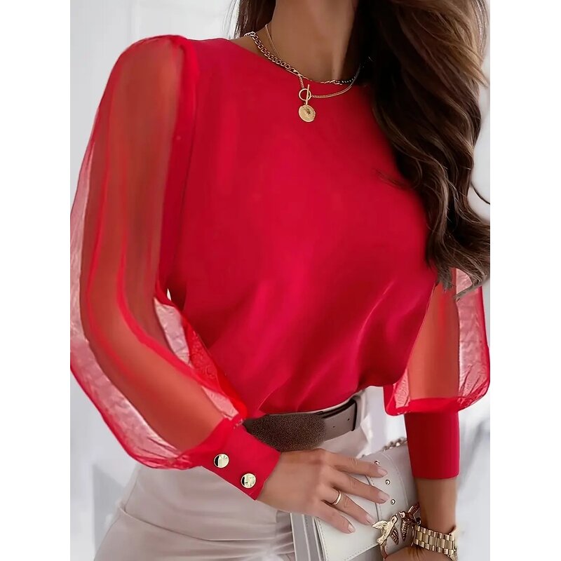 Women's Shirt Factory - Low Price Wholesale Petal Mesh Embroidered