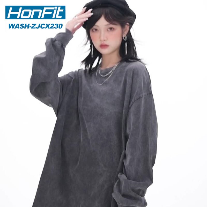 Women's T-shirt Factory - Long Sleeve Washed Tee